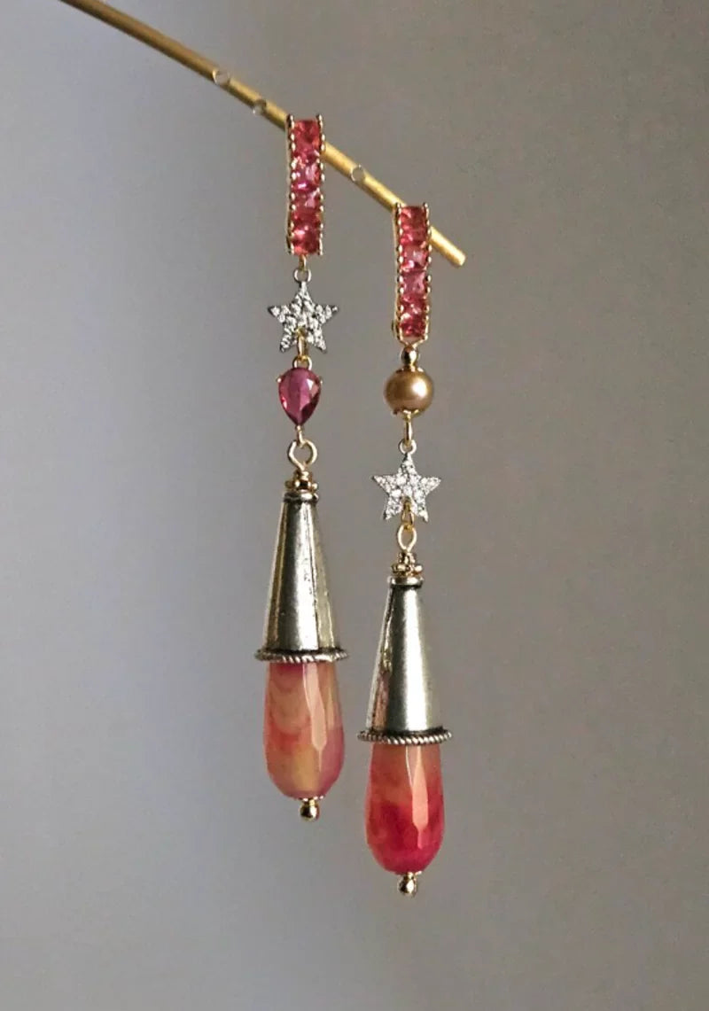 Orecchini rubino e strass
