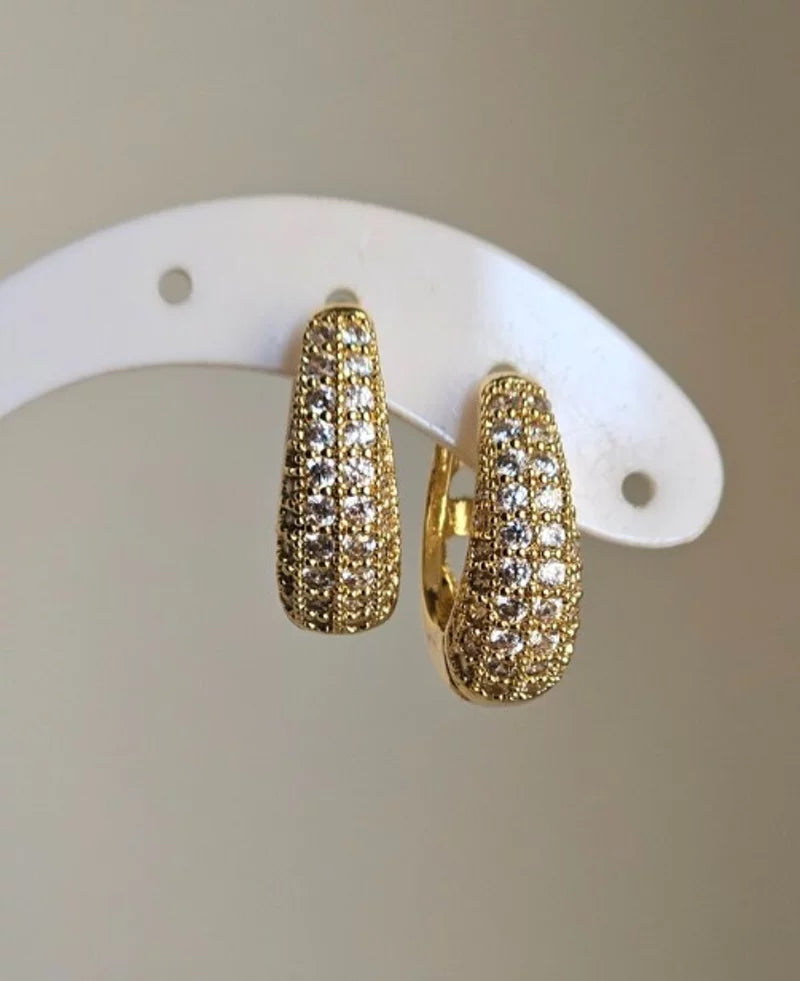 Orecchini fascia strass a goccia - oro