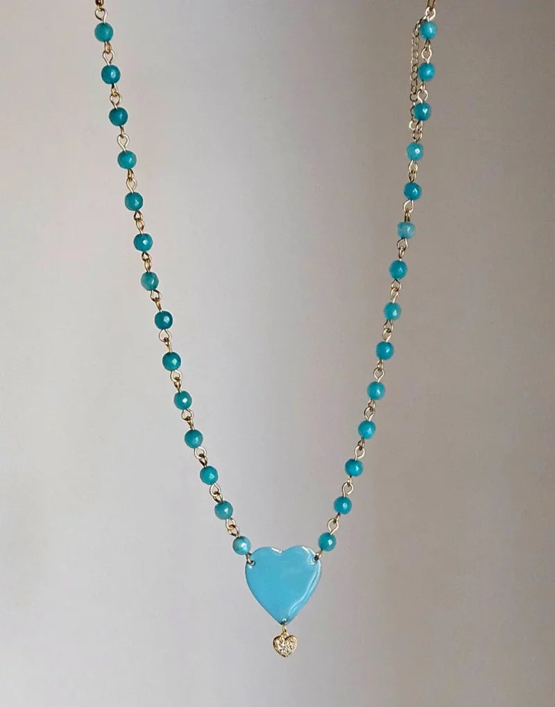 Girocollo cuore a cuore - turchese