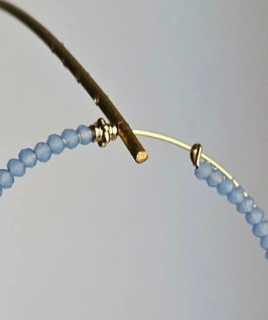 Orecchini cerchio pietre colorate e smalto - azzurro