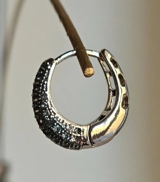 Orecchini fascia strass a goccia - argento e turchese