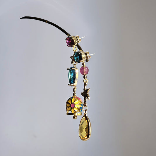 Orecchini Zehra multi-color stelle e bell -a perno-