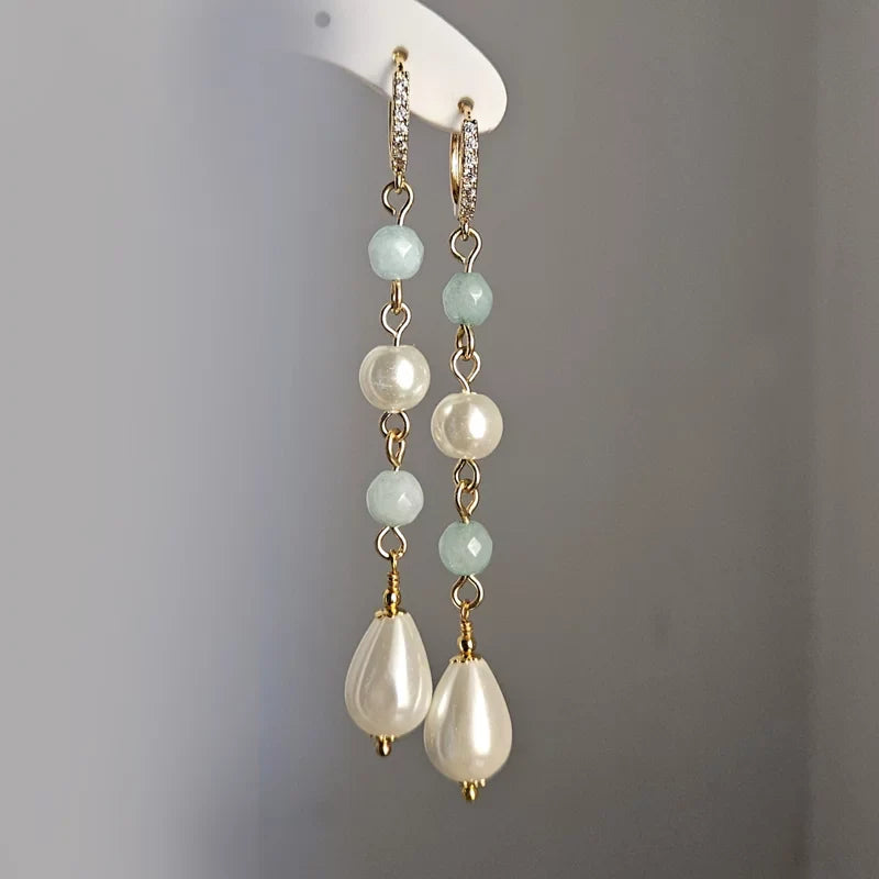 Orecchini cerchietto strass con perle e pietre colorate