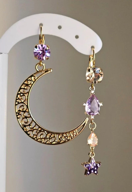 Orecchini luna e strass