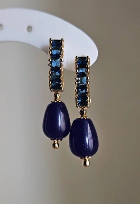 Orecchini fascia strass e blu