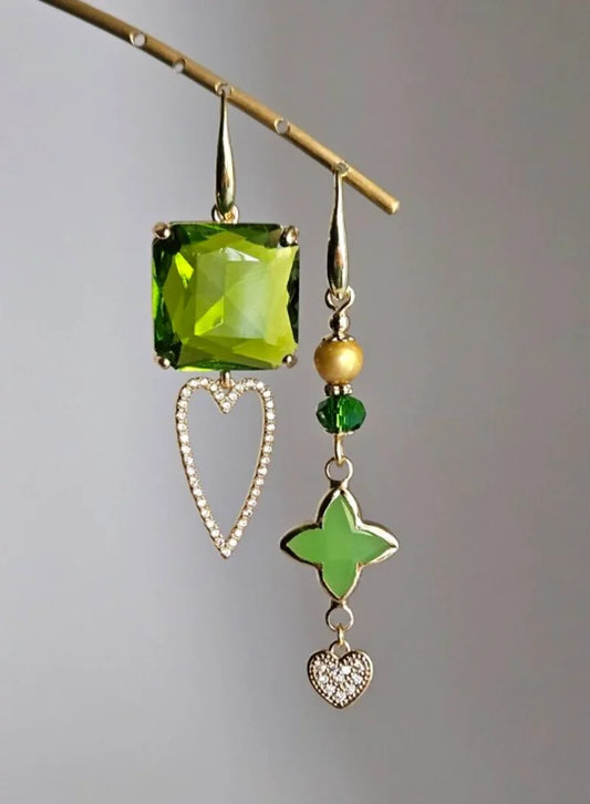 Orecchini cuore verde cuore