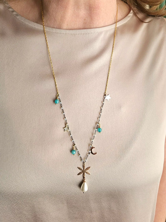 Collana acciaio e rosario
