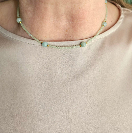 Choker Pietre Colorate e Agata Verde