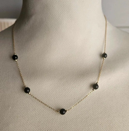 Girocollo cinque agata nera