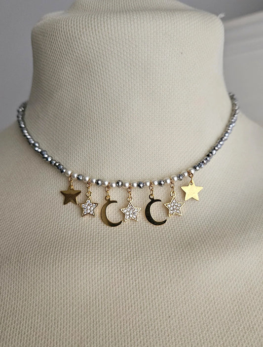 Choker sette charms pietre grigie