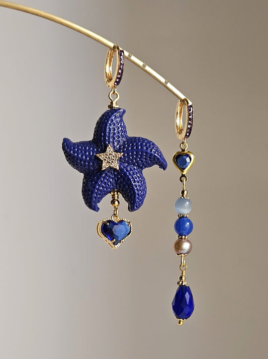 Orecchini stella marina blu