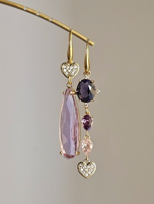 Orecchini glicine viola e rosa