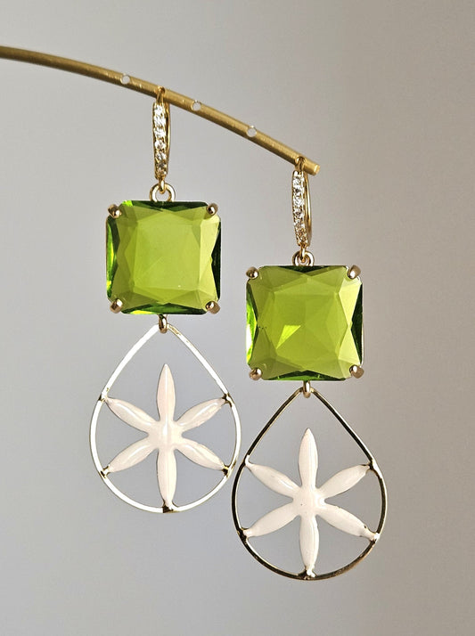 Orecchini verde kiwi e rosa cipria