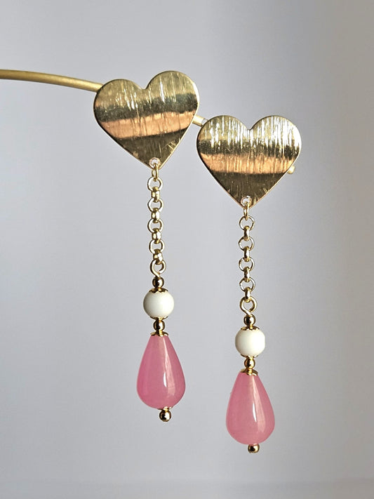 Orecchini cuori big e rosa