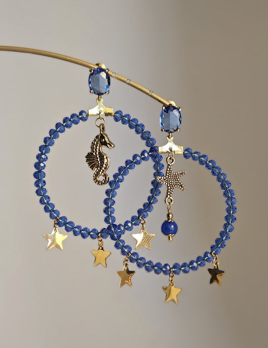 Orecchini creole mare blu