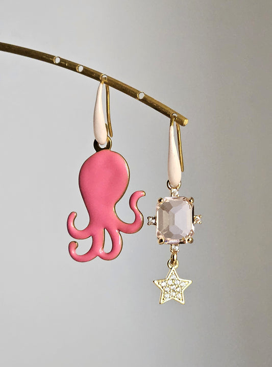 Orecchini polpo rosa