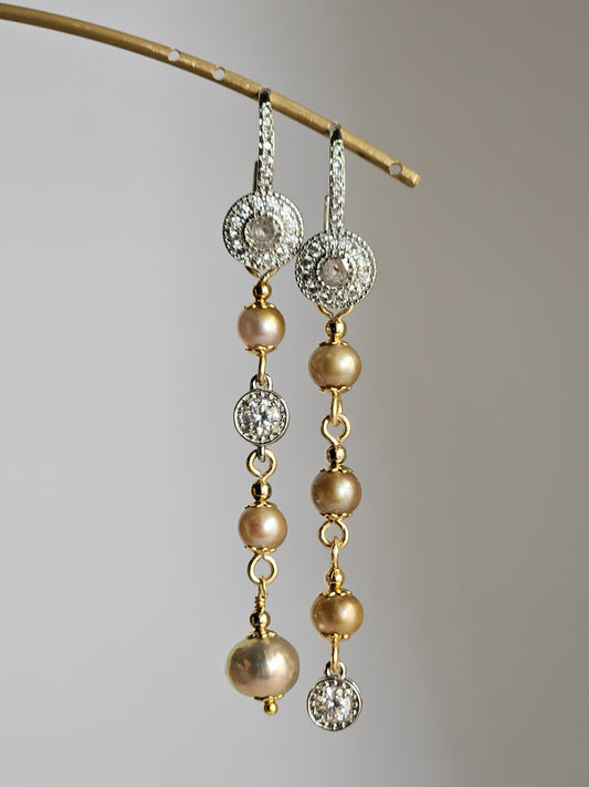 Orecchini perle strass e perle