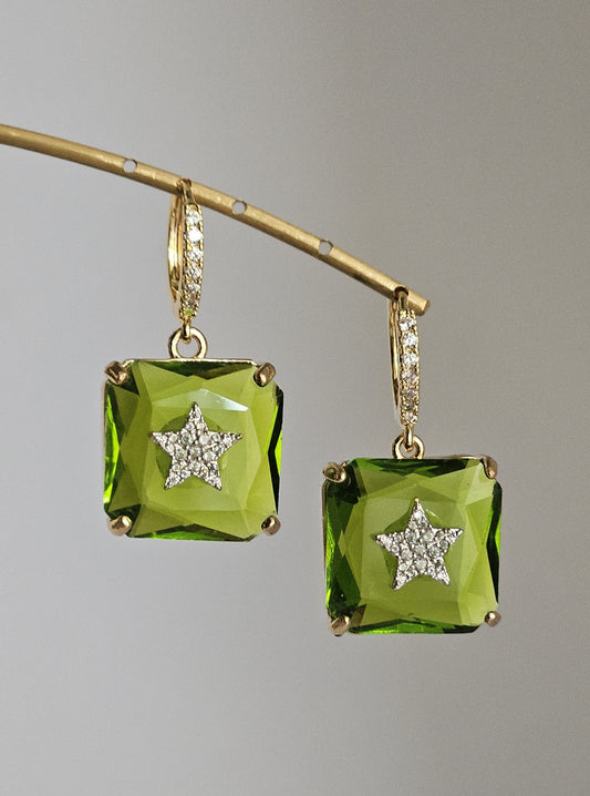 Orecchini strass su strass - verde -