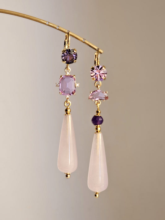 Orecchini strass lilla e viola
