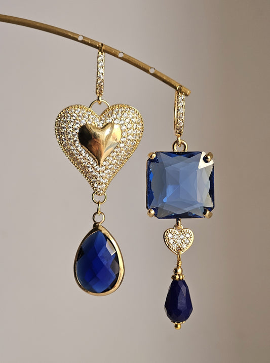 Orecchini cuore blu cuore
