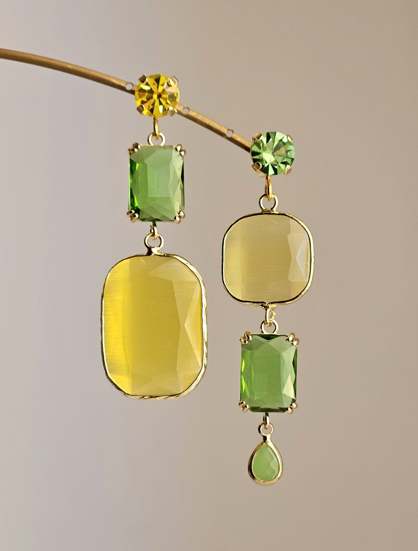 Orecchini strass menta e limone