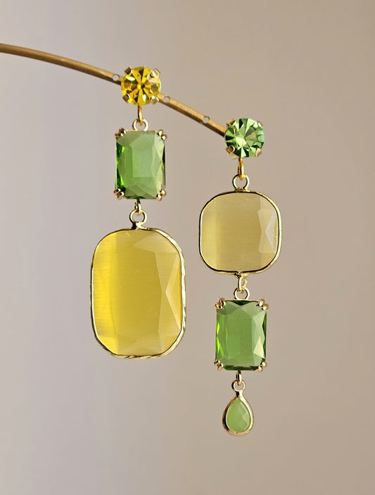 Orecchini strass menta e limone