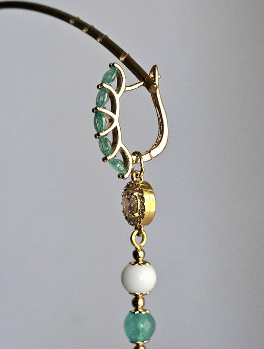 Orecchini verde mare e bianco