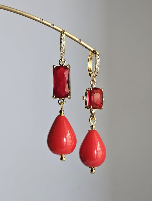 Orecchini rosso di strass