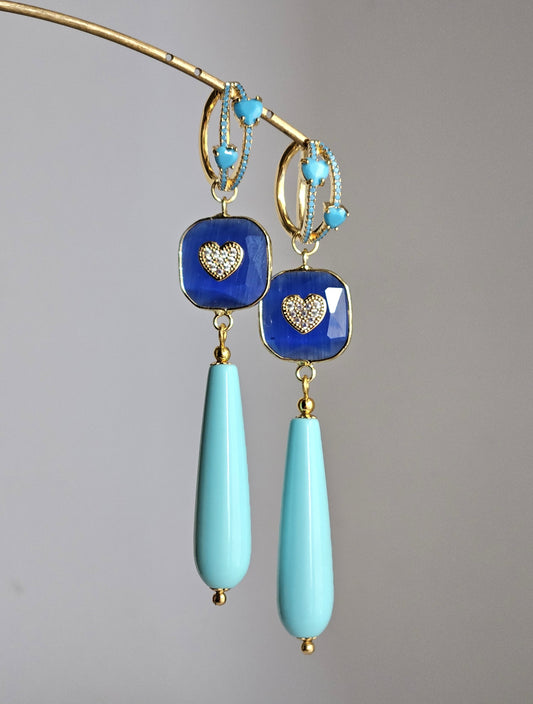 Orecchini cuore turchese cuore blu