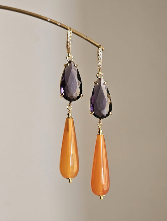 Orecchini gocce di miele e mirtillo