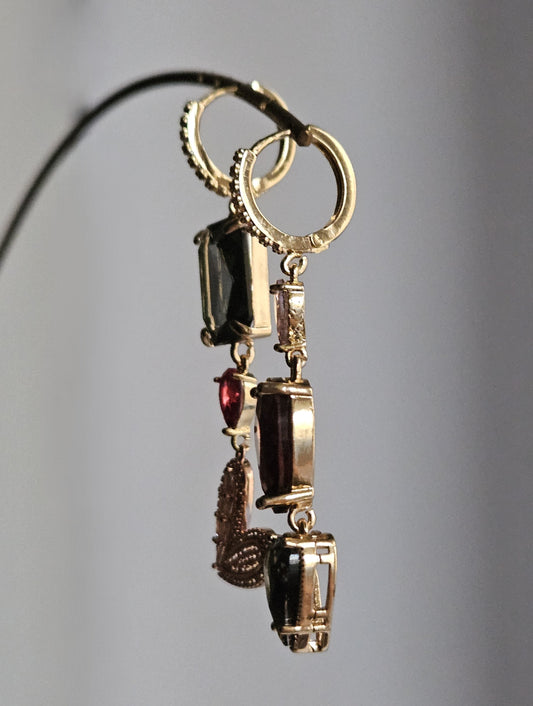 Orecchini cuori fumo e prugna