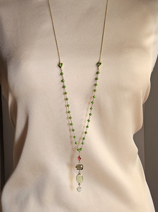 Collana strass fumo e verde acido