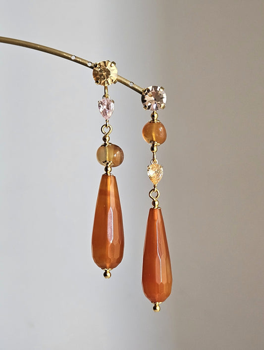 Orecchini miele peonia e oro