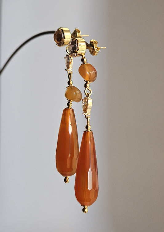 Orecchini miele peonia e oro