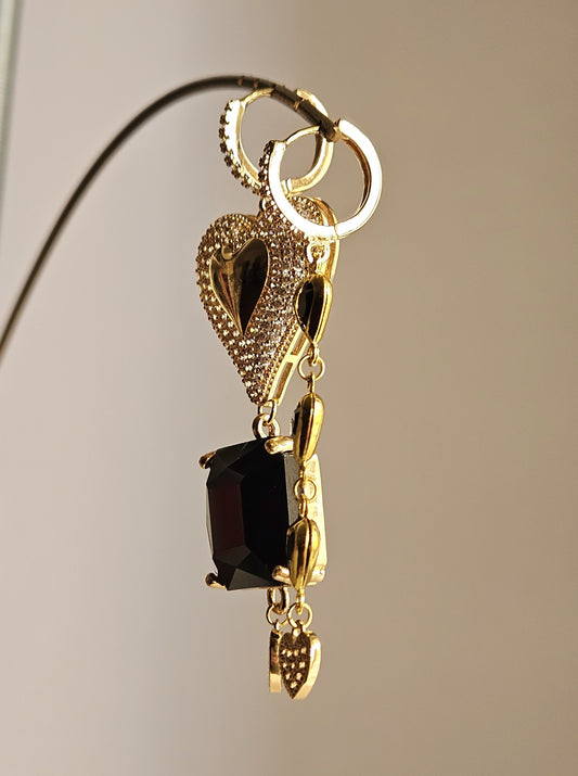 Orecchini cuore a cuore nero