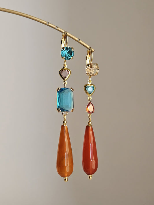 Orecchini turchese oro e miele