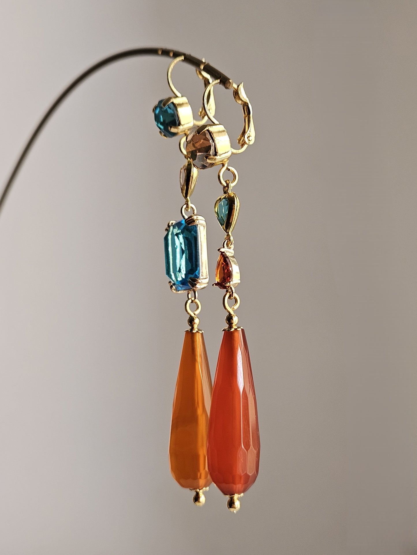 Orecchini turchese oro e miele