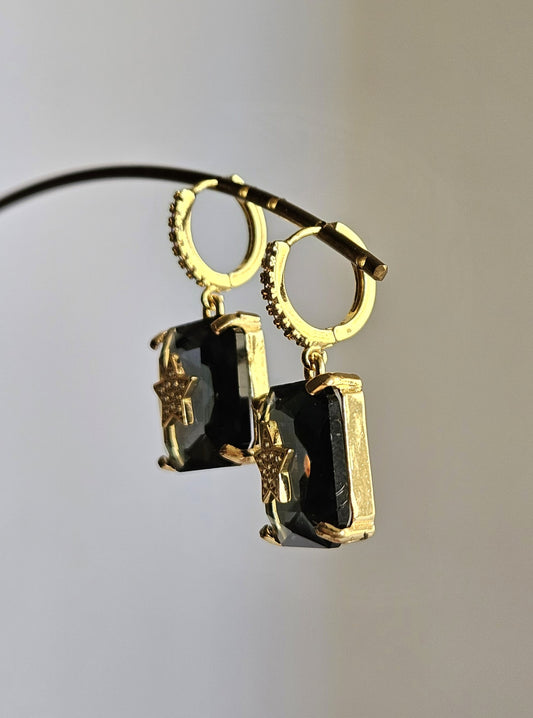 Orecchini strass su strass fumo