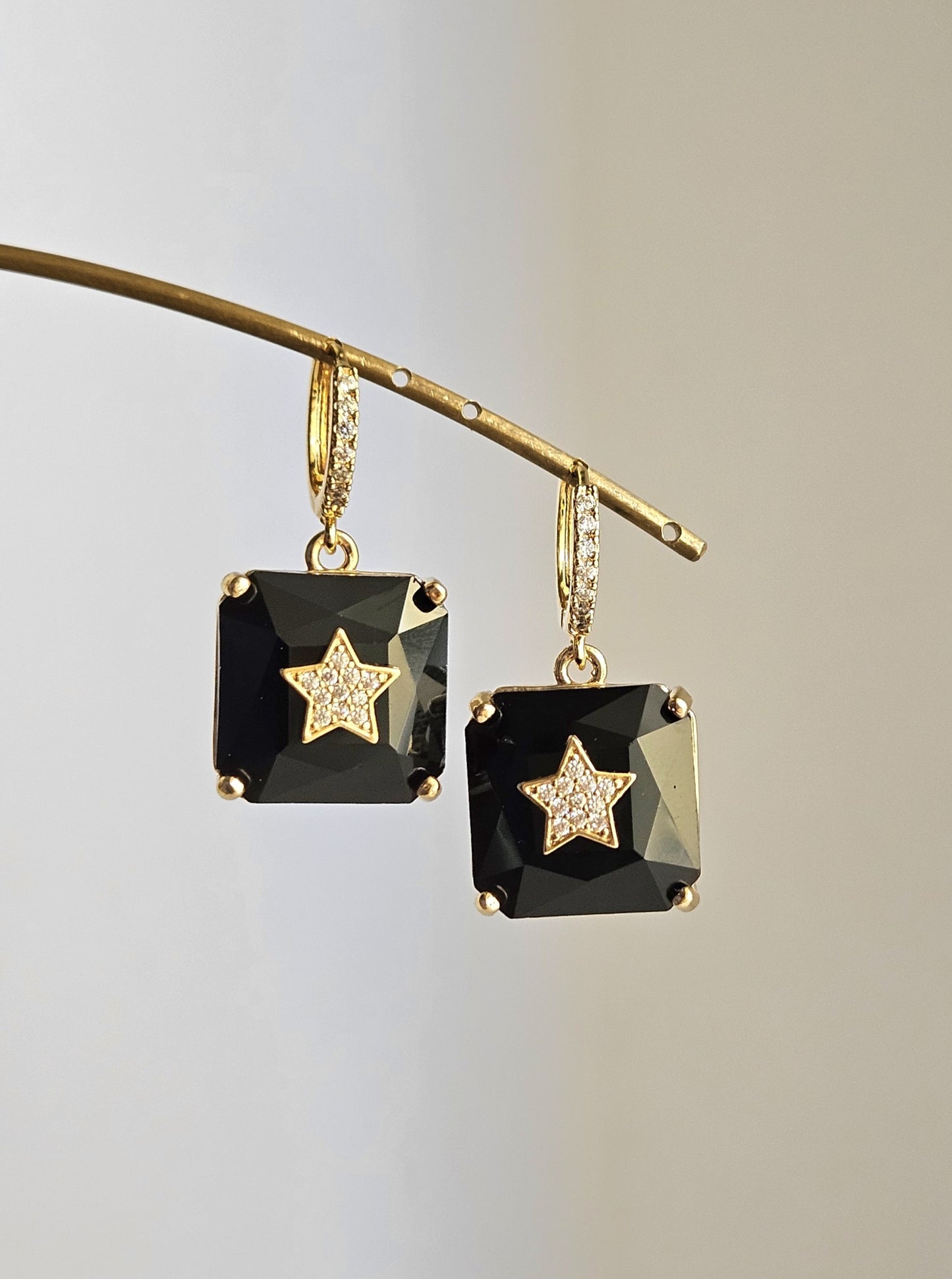 Orecchini strass su strass neri