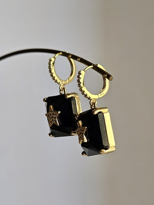 Orecchini strass su strass neri