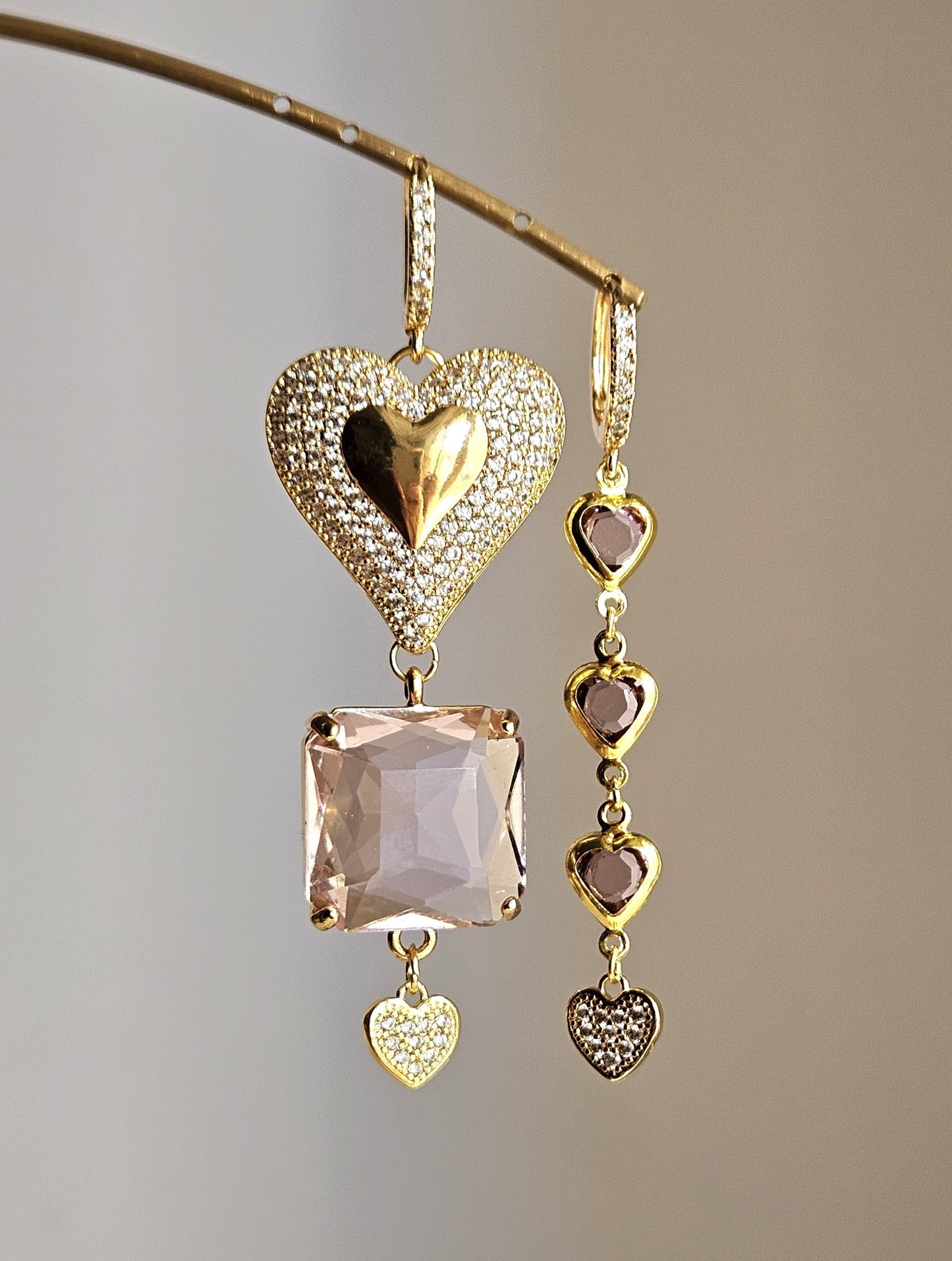 Orecchini cuore a cuore rosa