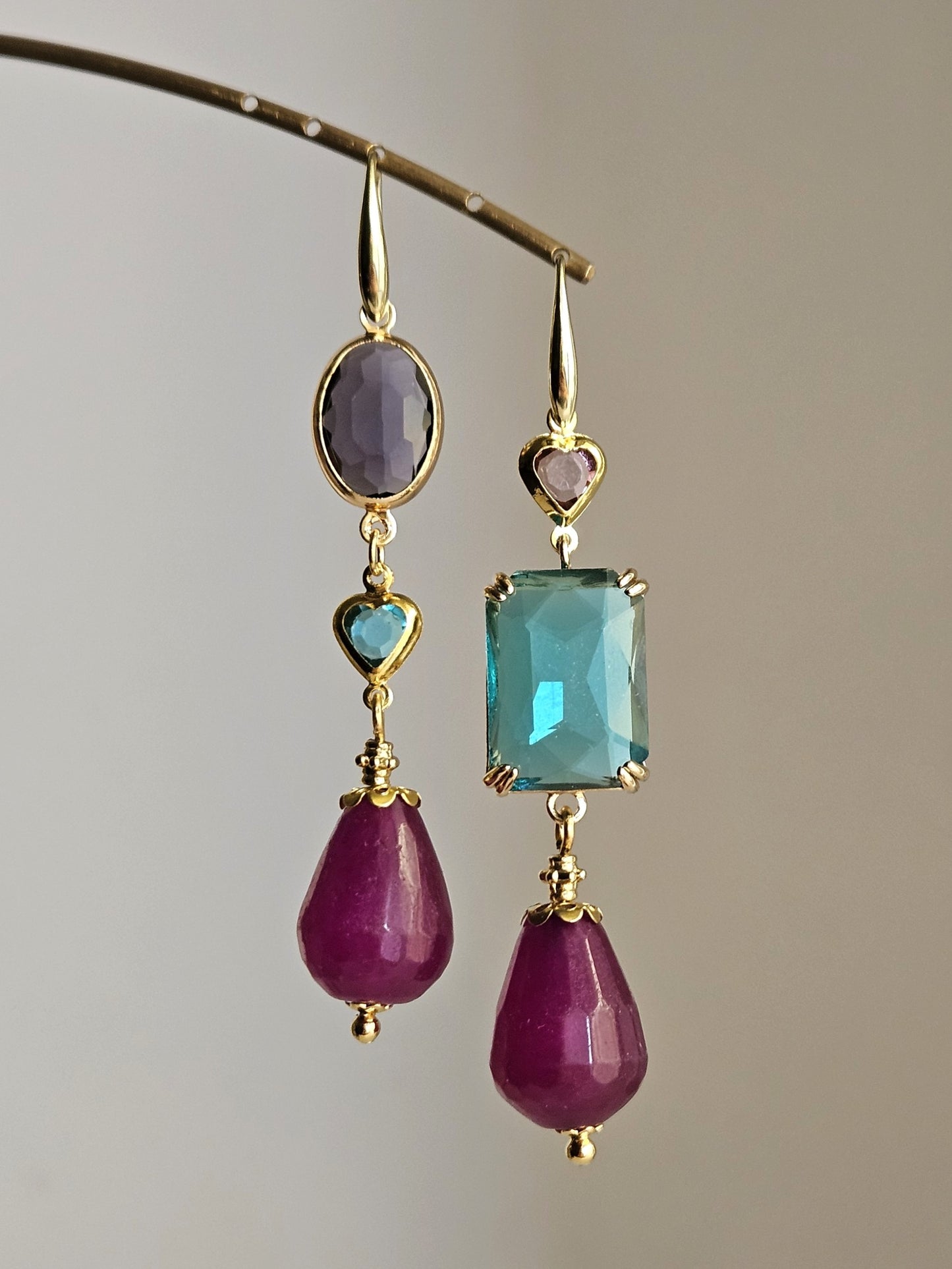 Orecchini prugna e turchese