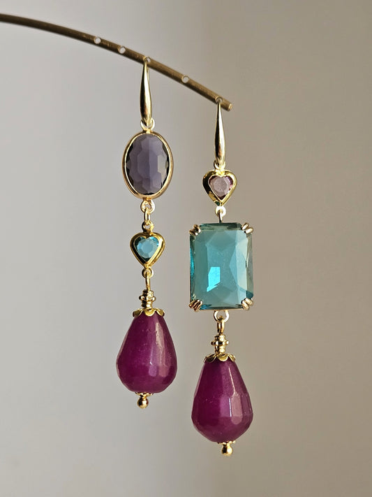 Orecchini prugna e turchese