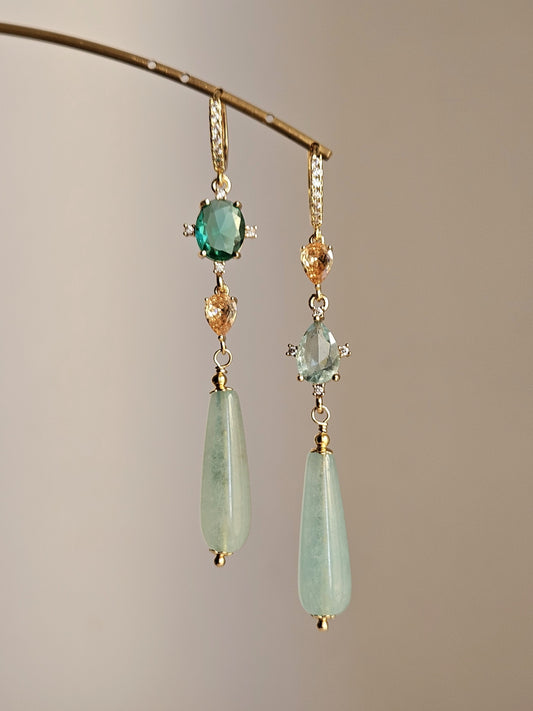 Orecchini acqua marina e smeraldo