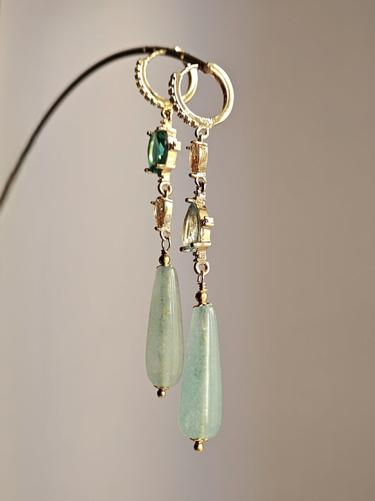 Orecchini acqua marina e smeraldo