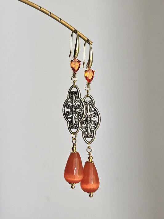 Orecchini losanghe dèco e mandarino