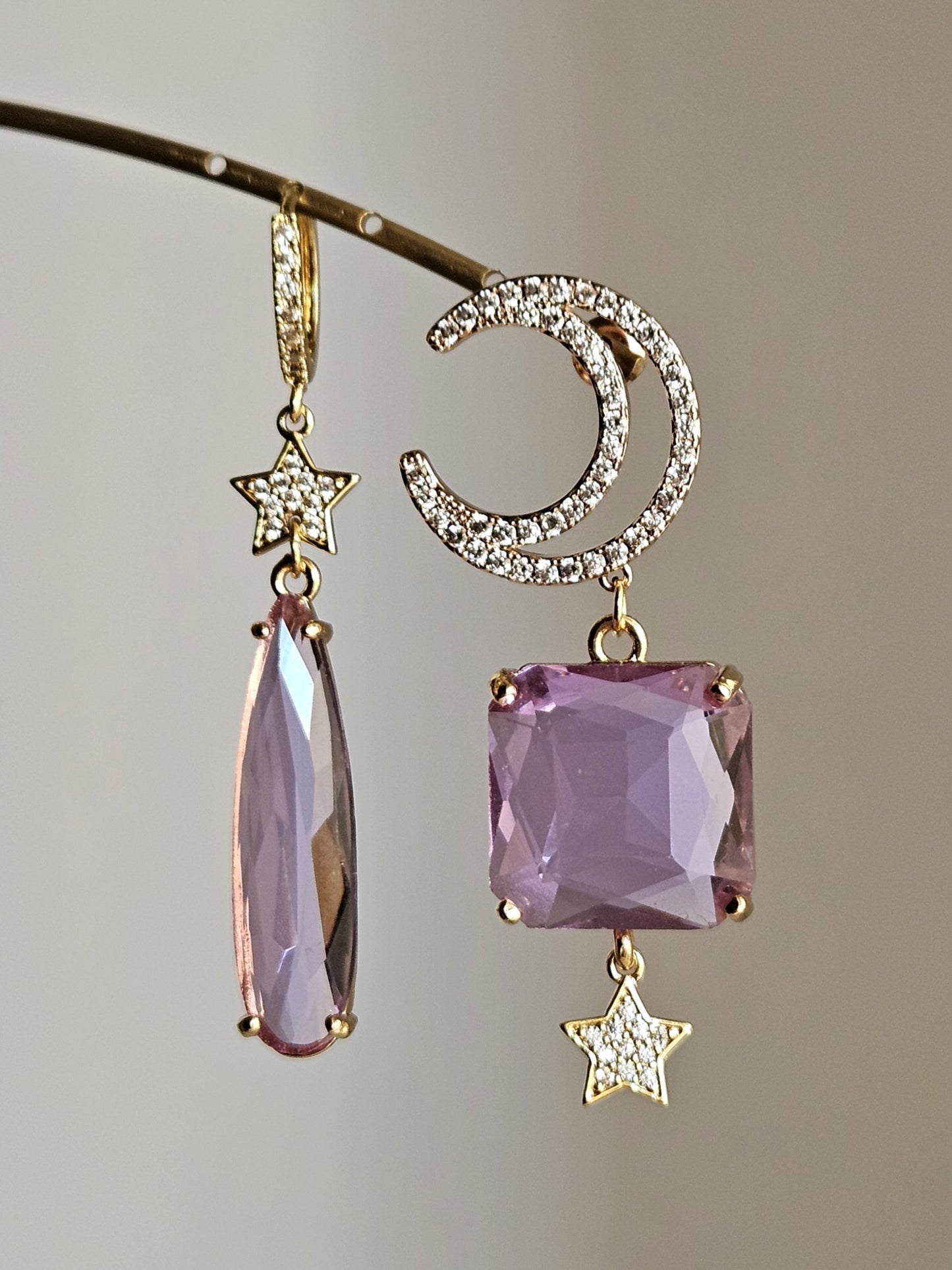 Orecchini strass glicine e luna