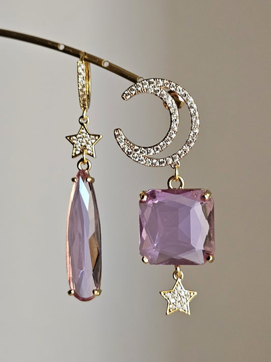 Orecchini strass glicine e luna