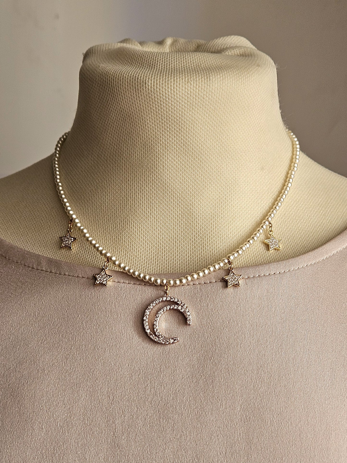 Girocollo luna e stelline strass