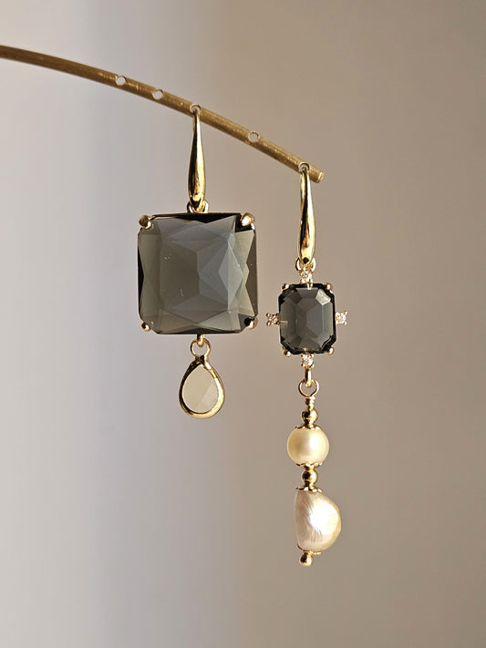 Orecchini fumo e perla